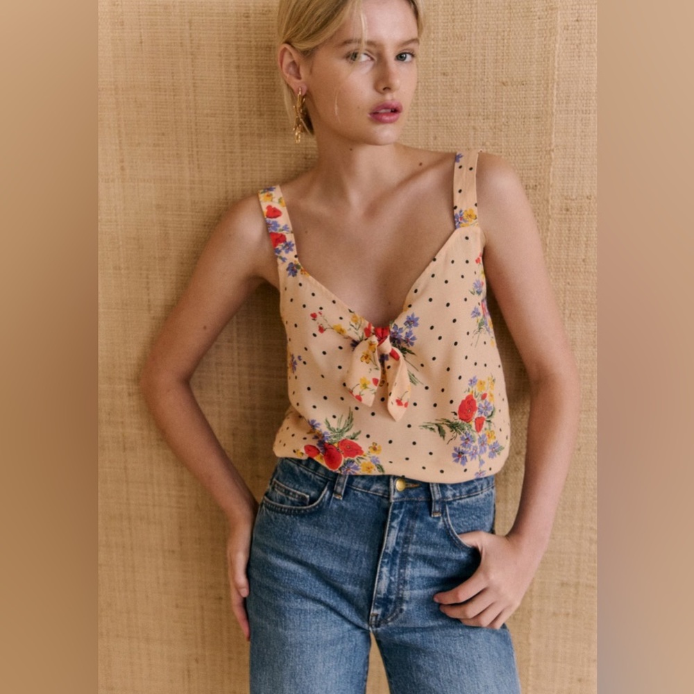 NWOT Sézane Denitsa Top in Poppy, Size 36 FR